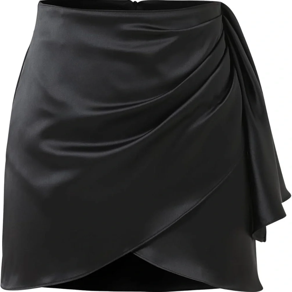 Express Black Asymmetrical Wrap Mini Skirt